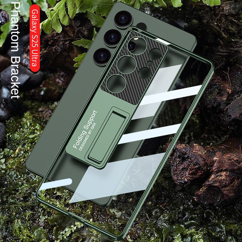 Ultra dünne elektroplattierte Phantom klare Telefonhülle mit Kickstand für Samsung Galaxy S25 Ultra