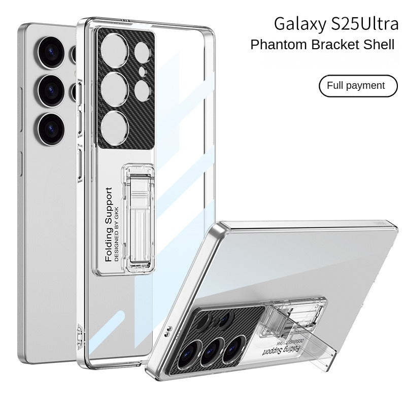 Ultra dünne elektroplattierte Phantom klare Telefonhülle mit Kickstand für Samsung Galaxy S25 Ultra