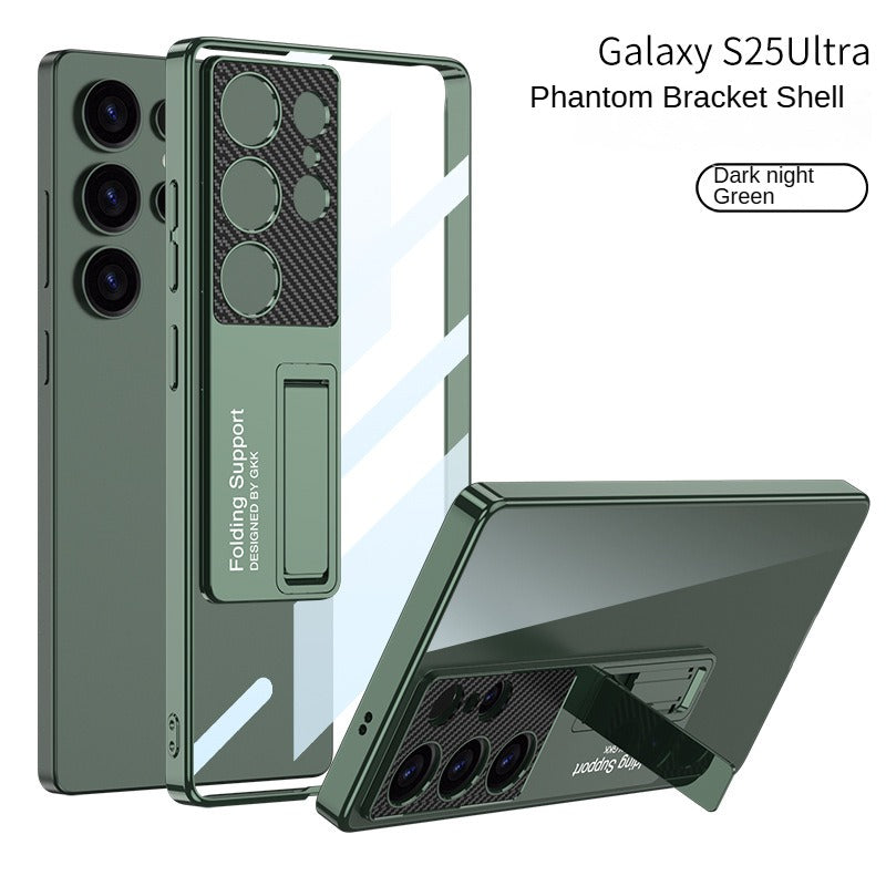 Ultra dünne elektroplattierte Phantom klare Telefonhülle mit Kickstand für Samsung Galaxy S25 Ultra