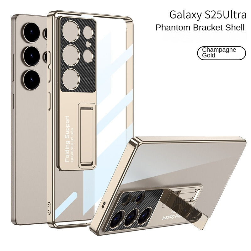 Ultra dünne elektroplattierte Phantom klare Telefonhülle mit Kickstand für Samsung Galaxy S25 Ultra