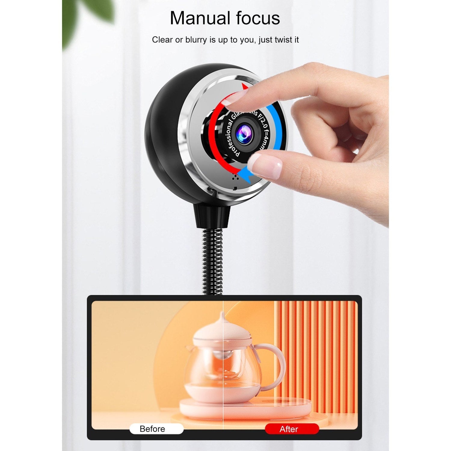 SADA A09 USB-Desktopkamera: HD 1080P, manuelle Fokussierung, Weitwinkel, drehbar, höhenverstellbar, mit Mikrofon für Konferenzen und Streaming