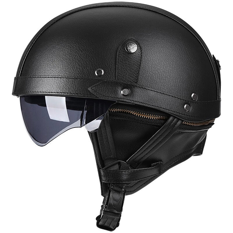 Vintage Motorrad Halbhelm mit Schutzbrille