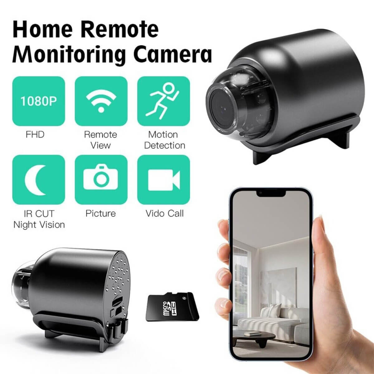 Wasserdichte 24/7 HD Mini-Kamera mit Nachtsicht
