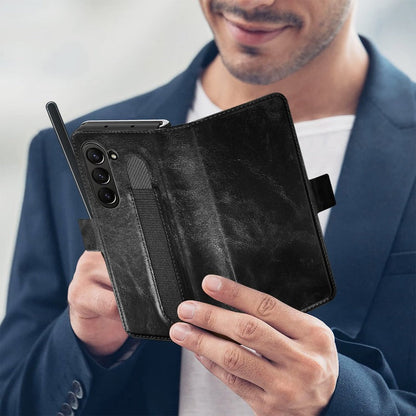 Mit S Pen Slot Magnetische Leder-Telefonhülle mit Kartensteckplatz für Samsung Galaxy Z Fold5