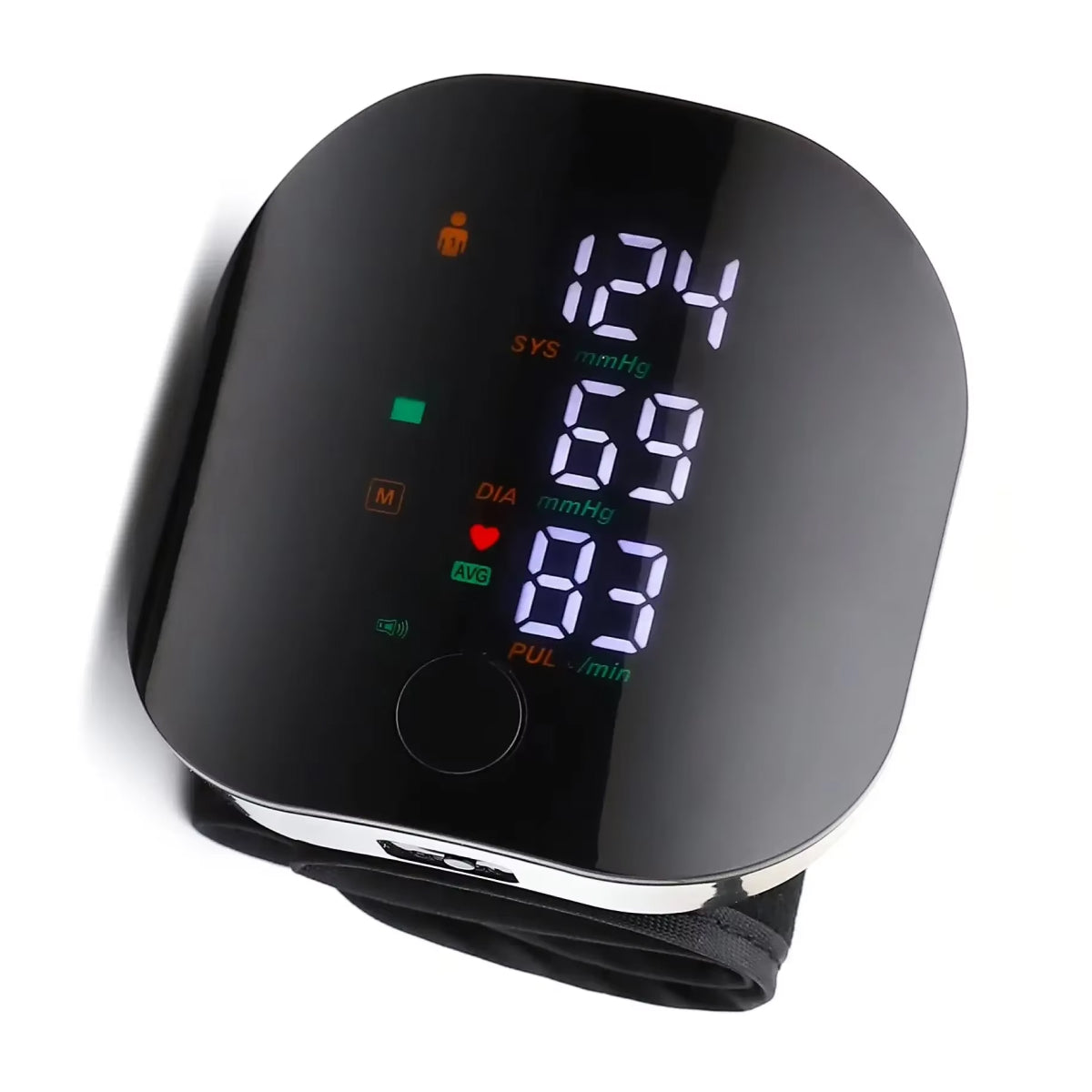 Tragbares Blutdruckmessgerät für das Handgelenk – Kompaktes USB-wiederaufladbares Messgerät mit Herzfrequenzüberwachung für unterwegs und zu Hause