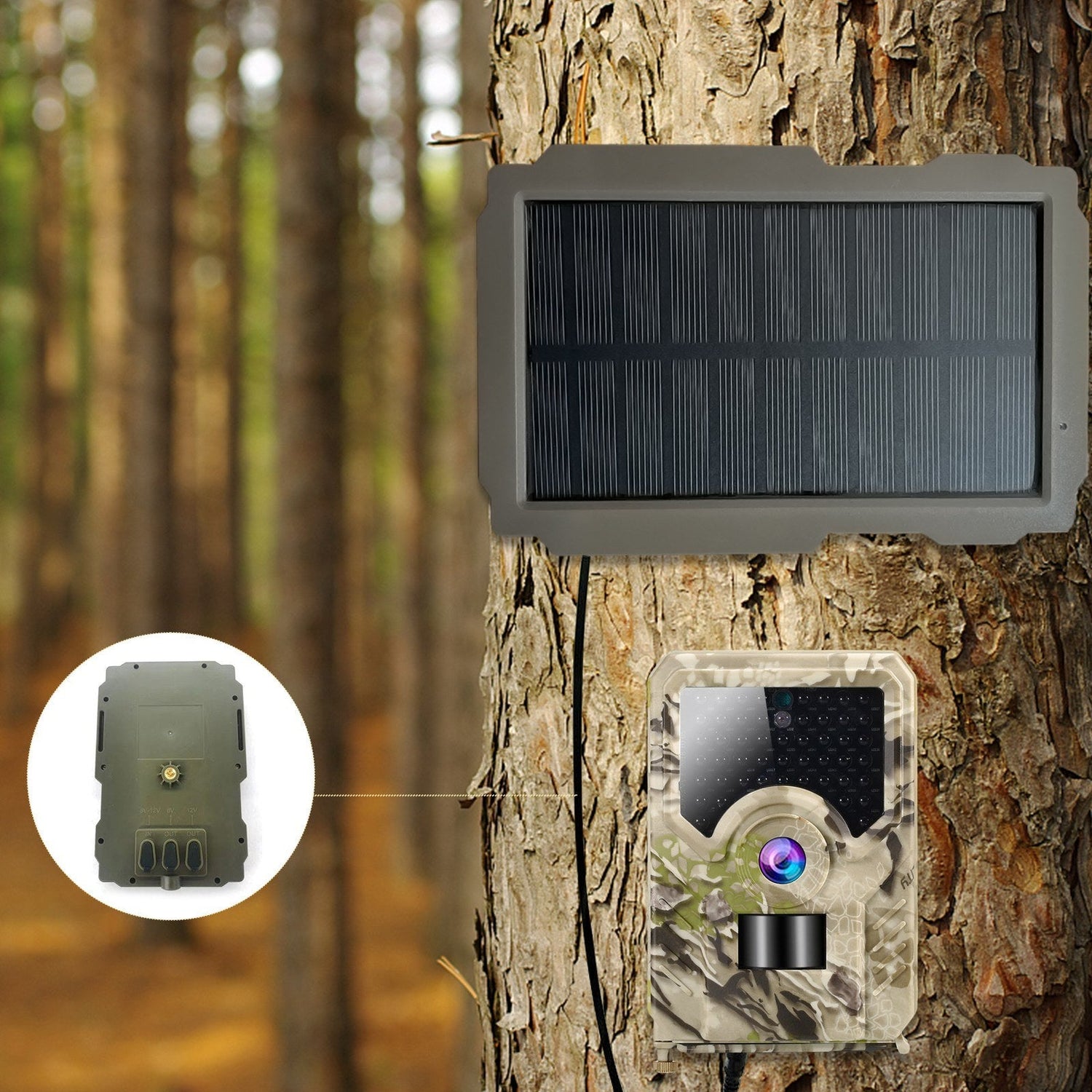Solarbetriebene Trail-Spielkamera-Kit - 3000mAh wiederaufladbarer Charger für Jagdkameras (6V-12V)