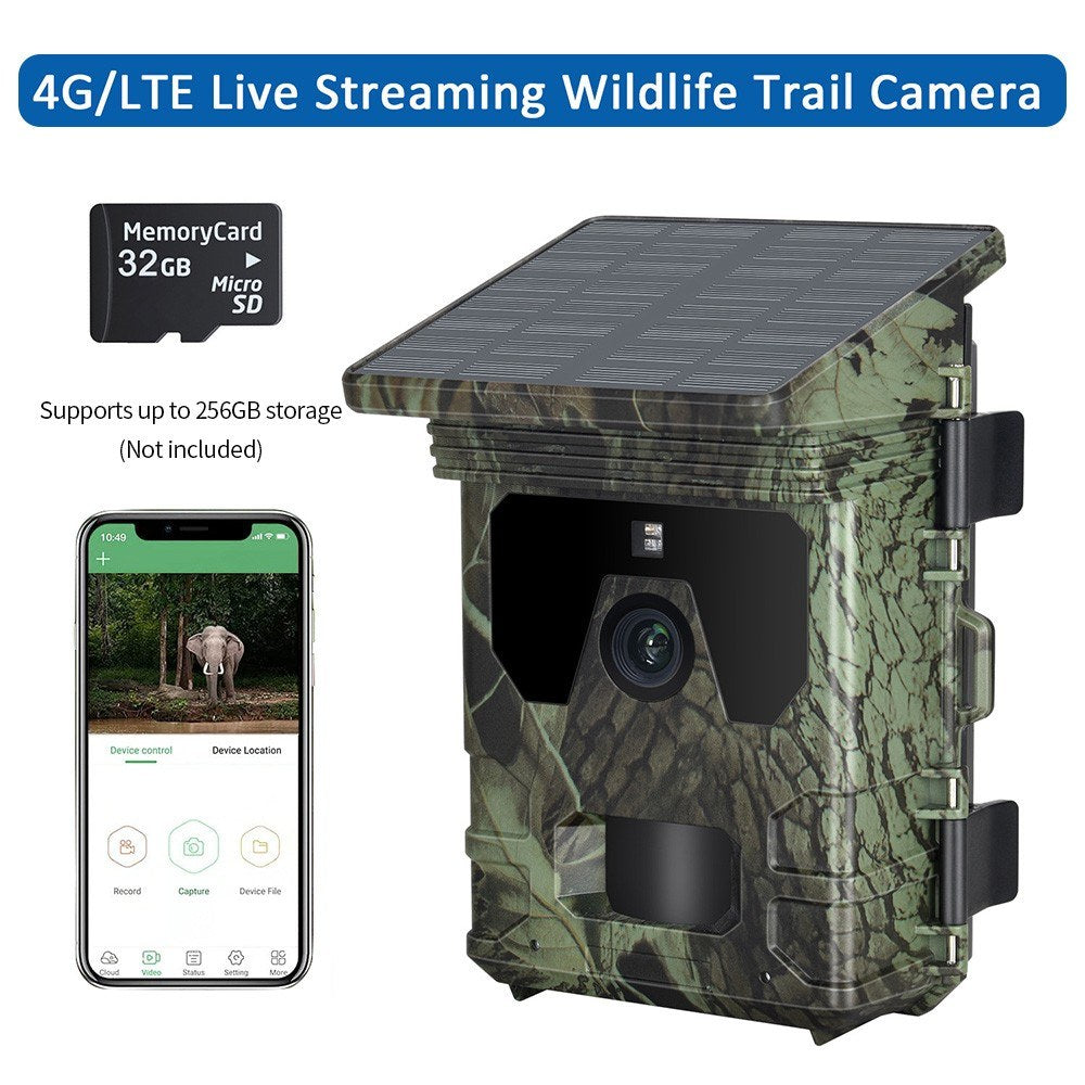 4G Solar Jagdkamera mit 2,0-Zoll-TFT, 2K 30MP, Infrarot, APP Fernbedienung &amp; Online-Video