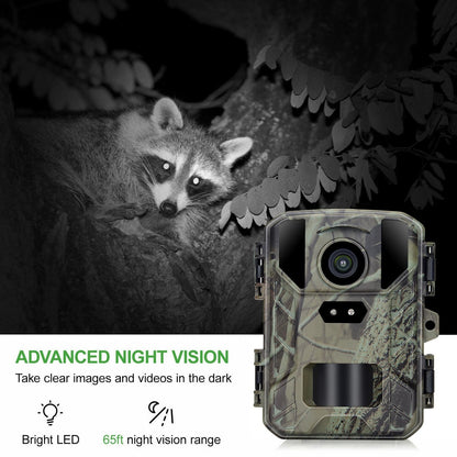 24MP Mini Trailkamera - 1080P Nachtsicht, wasserdicht, 48 IR-LEDs, 60° Erkennung für die Tierjagd