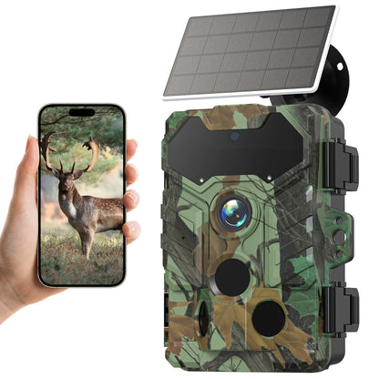 32MP Wireless Solar Trailkamera - Außenwildtier- &amp; Jagdkamera, Infrarot-Nachtsicht, WiFi, IP66 wasserdicht
