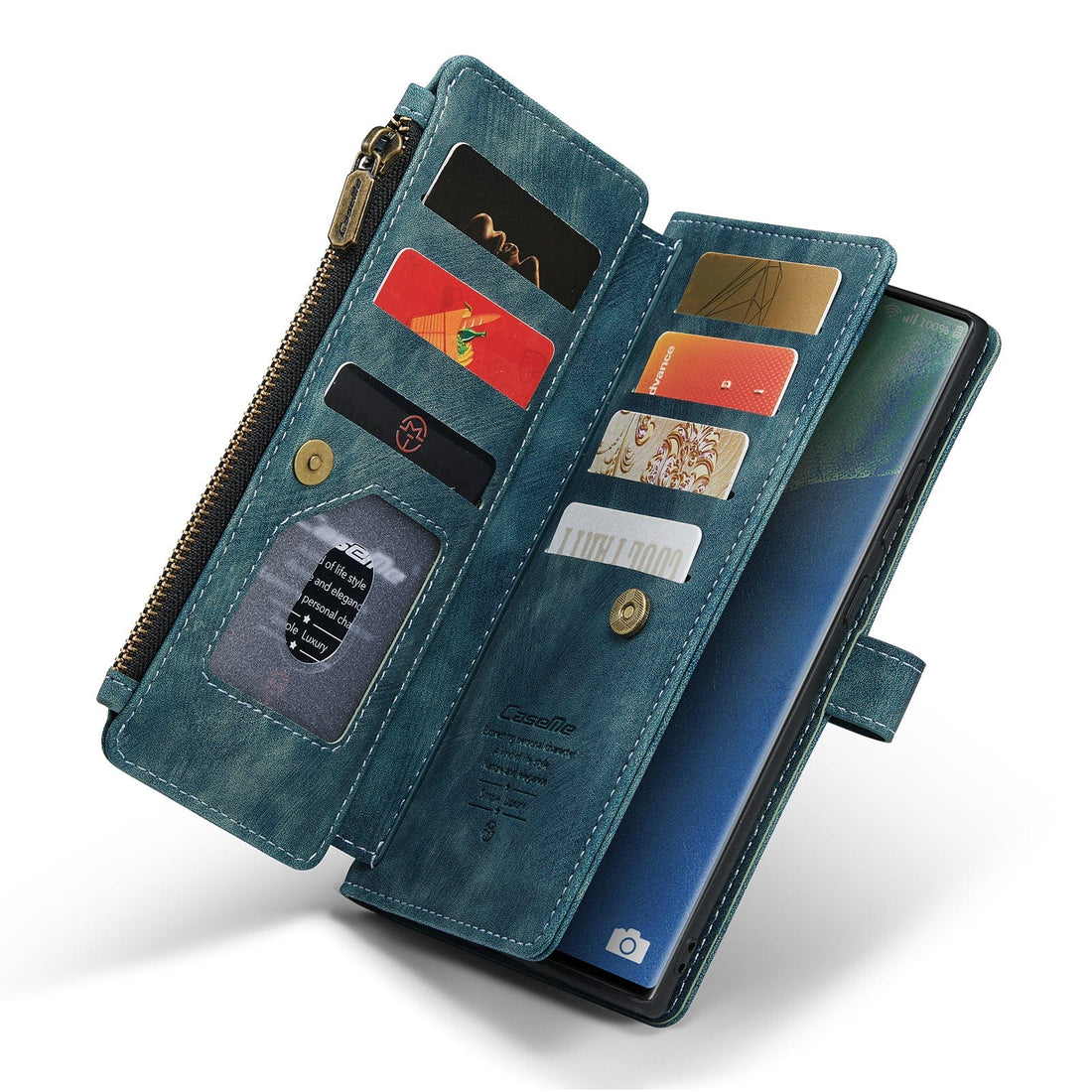 Reißverschluss-Leder-Brieftaschenhülle für Samsung Galaxy