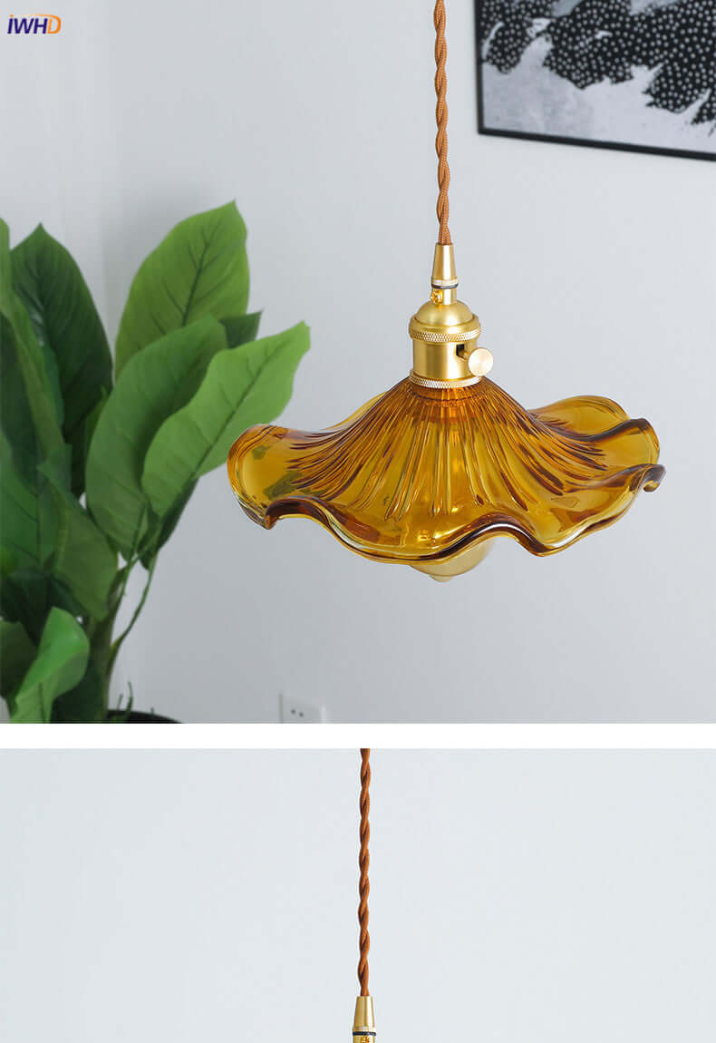 LED-Hängeleuchte, Buntglas &amp; Kupfer - Modernes Design