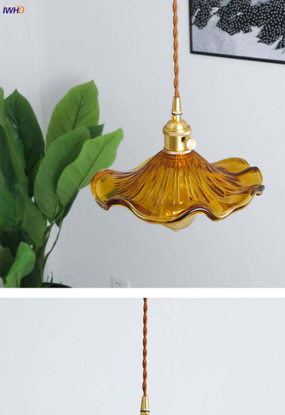 LED-Hängeleuchte, Buntglas &amp; Kupfer - Modernes Design