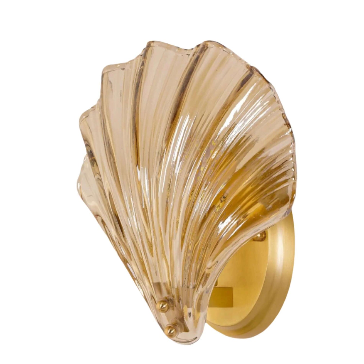 Muschel Wandleuchte aus Messing &amp; Glas