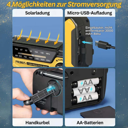 Tragbares Notfallradio mit Kurbel - Solar &amp; Powerbank