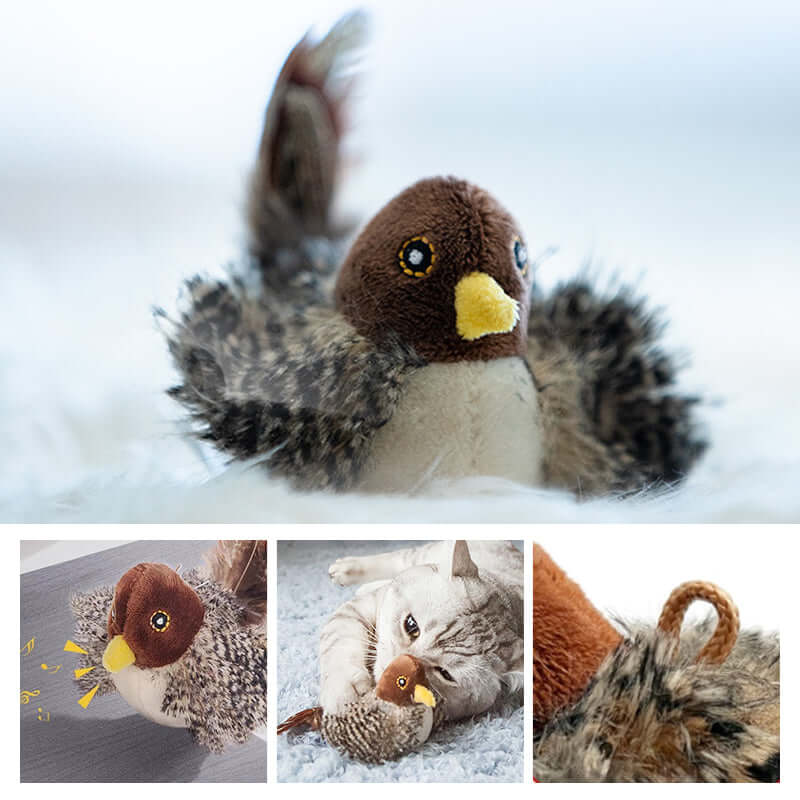 Interaktives Katzenspielzeug Vogel mit Geräuschen