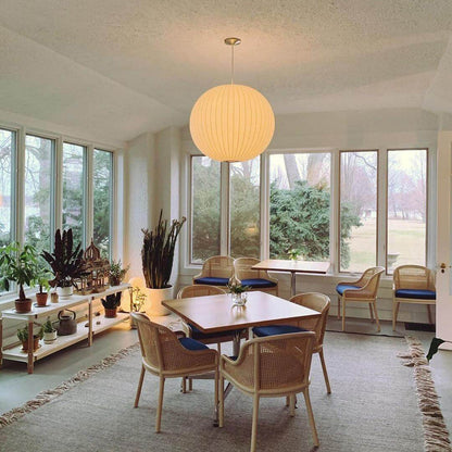 Moderne Hängelampe Weiß - Seide &amp;Stahl