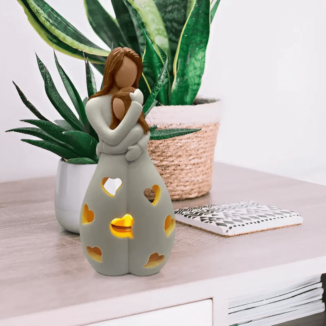 Mutter-Tochter-Kerzenhalter Skulptur