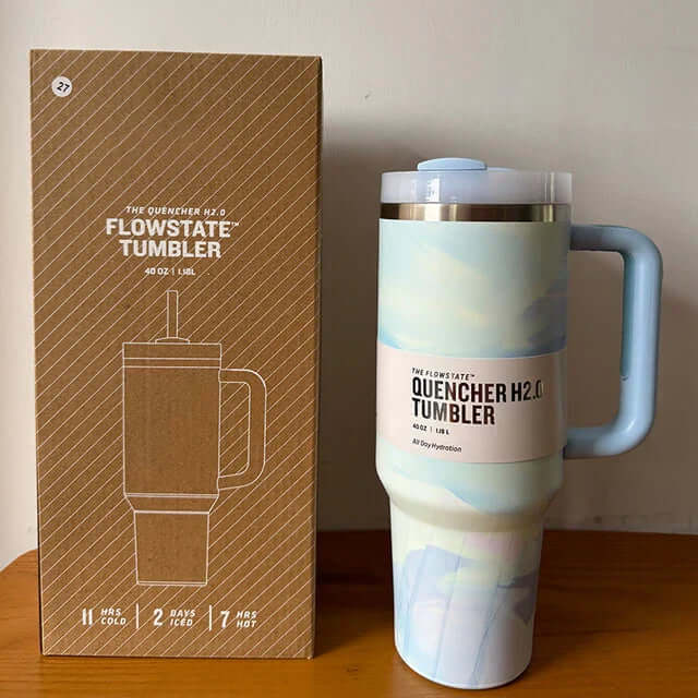 Isolierter Thermobecher 1,2L - Deckel &amp; Strohhalm