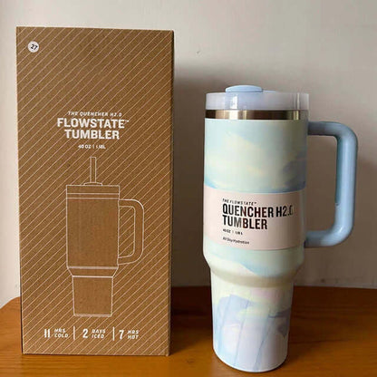 Isolierter Thermobecher 1,2L - Deckel &amp; Strohhalm