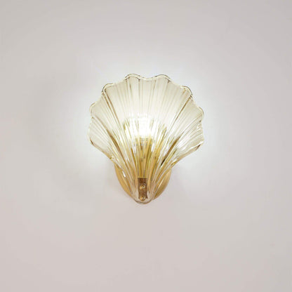 Muschel Wandleuchte aus Messing &amp; Glas