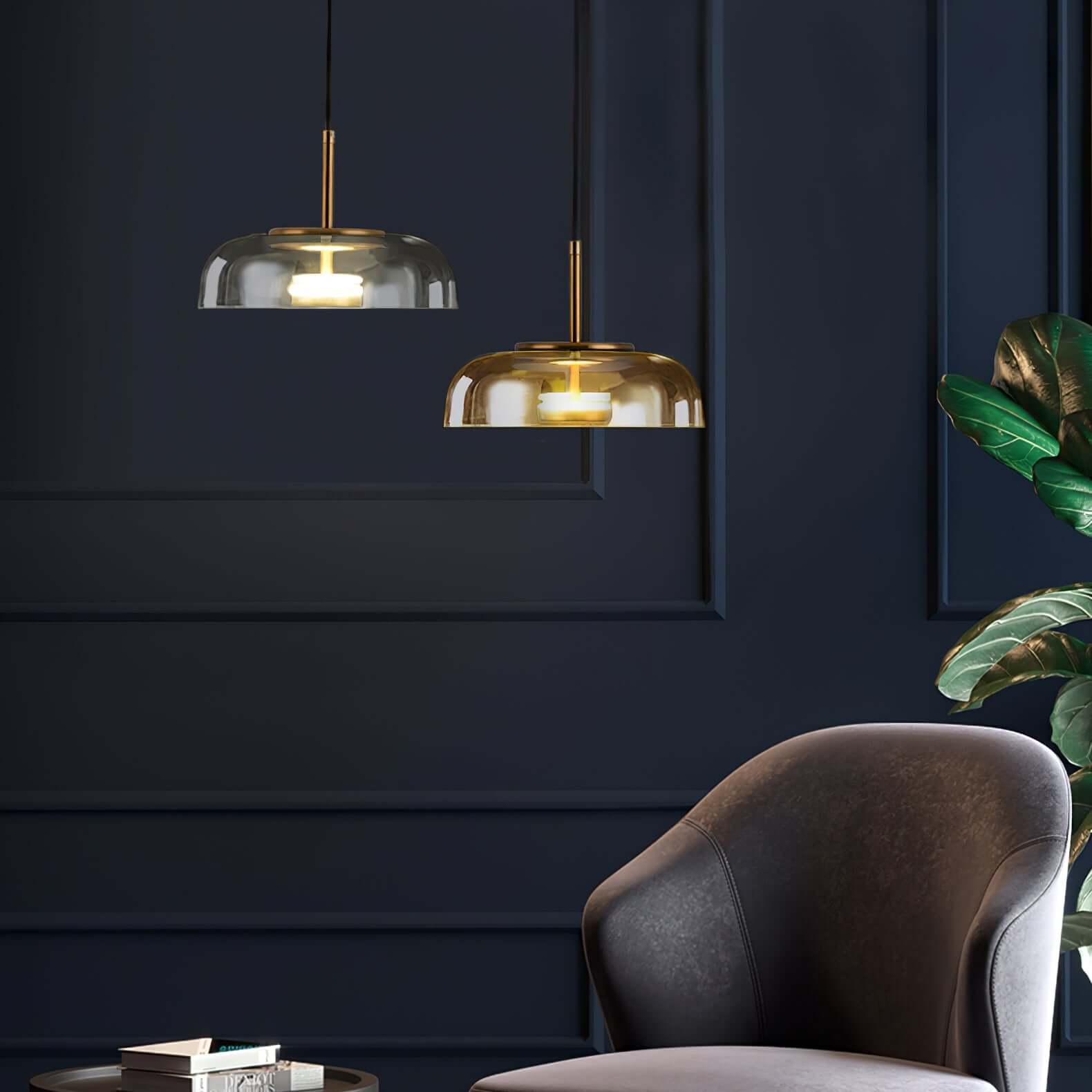 Moderne Pendelleuchte - Messing &amp; Glas
