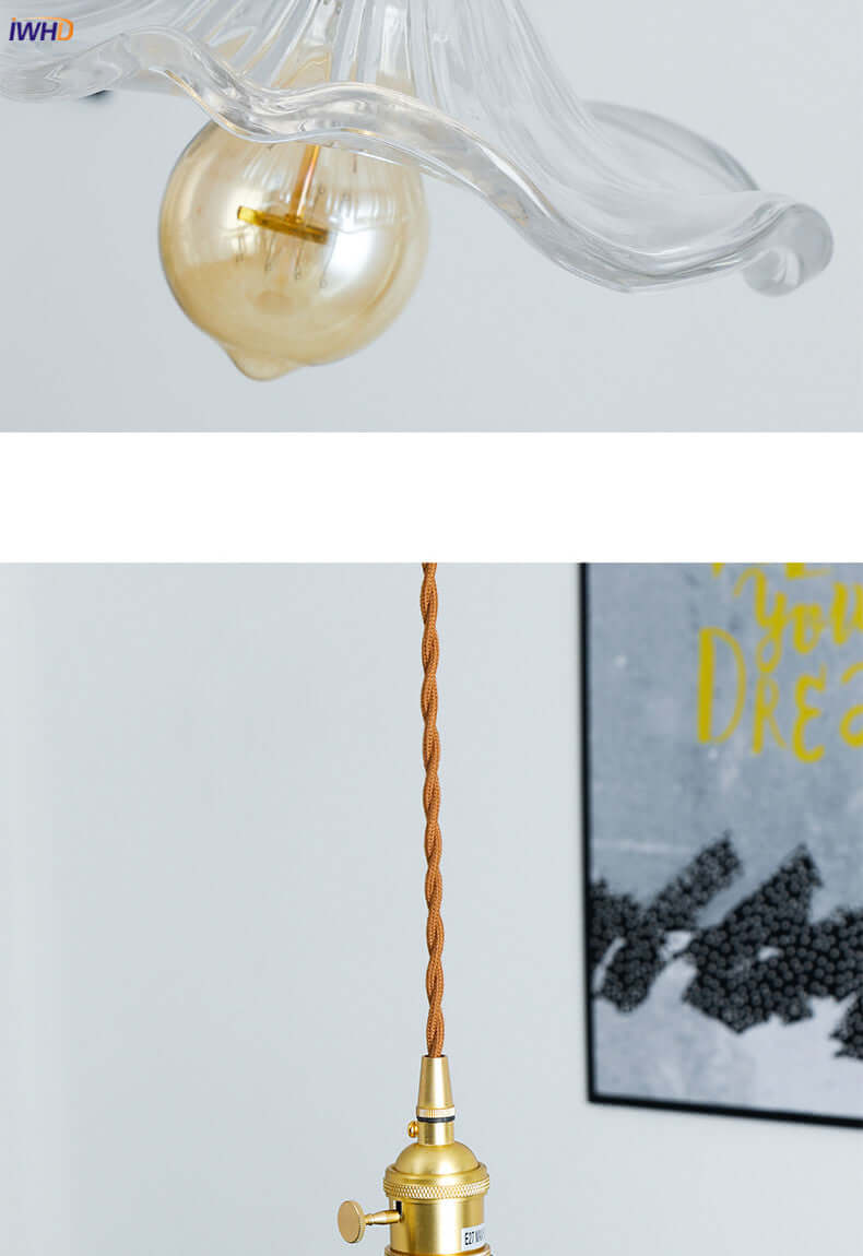 LED-Hängeleuchte, Buntglas &amp; Kupfer - Modernes Design