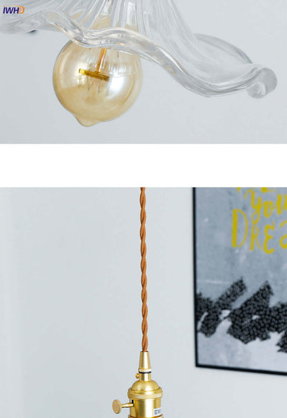 LED-Hängeleuchte, Buntglas &amp; Kupfer - Modernes Design