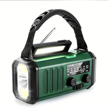 Solar-Notfunkradio mit Powerbank – Handkurbel &amp; LED-Taschenlampe für Camping und Outdoor-Nutzung