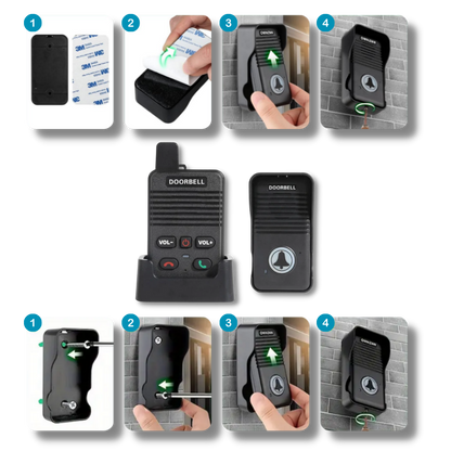 Wetterfeste Funkklingel mit Intercom &amp; Freisprechfunktion – Reichweite 1000ft, 8 Lautstärken, Mehrgerätefähig