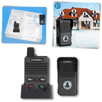 Wetterfeste Funkklingel mit Intercom &amp; Freisprechfunktion – Reichweite 1000ft, 8 Lautstärken, Mehrgerätefähig