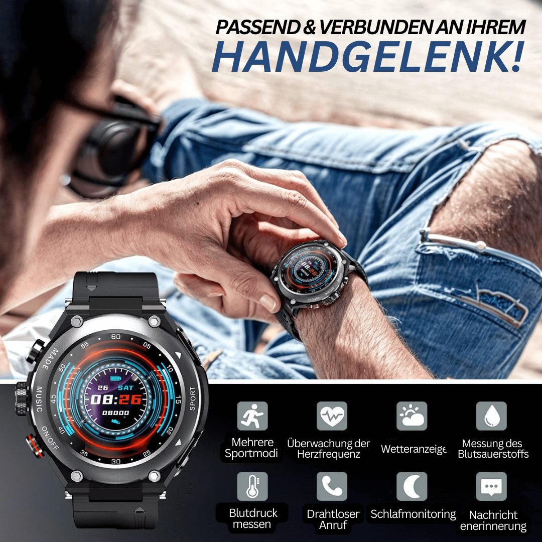 Smartwatch mit Ohrhörer - Fitness Tracker &amp; Gesundheitsmonitor