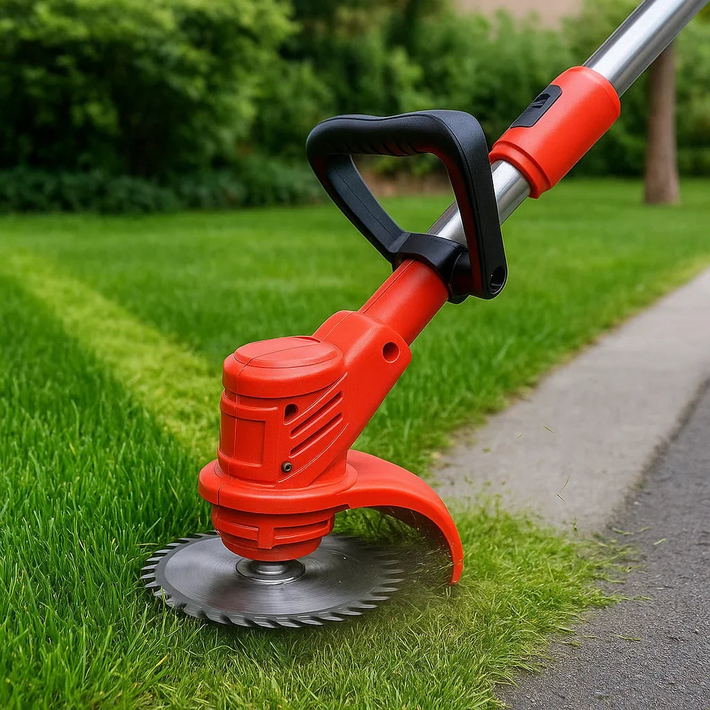 Kabelloser Rasentrimmer mit verstellbarer Schnittbreite für Rasenpflege und Gartenpflege
