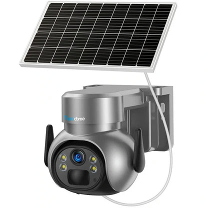 Topodome 4G Solar PTZ Außen Sicherheitskamera, 3MP/4MP, WiFi, Sprachsprechstelle, PIR-Erkennung, Flutlicht, Niedrigenergie mit Batterie &amp; TF-Karte