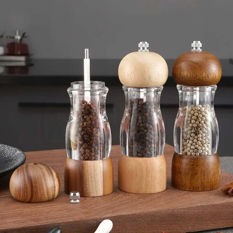Holzpfeffermühle &amp; Salzstreuer Set - Küchengewürzmühlen