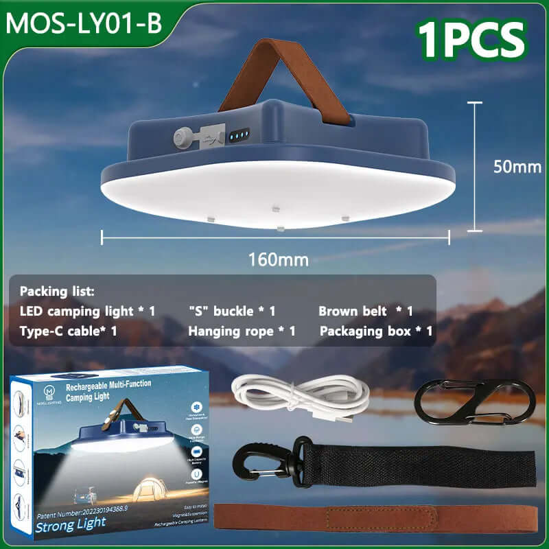 80W LED Solar Campinglampe mit Magnet &amp; Zoom