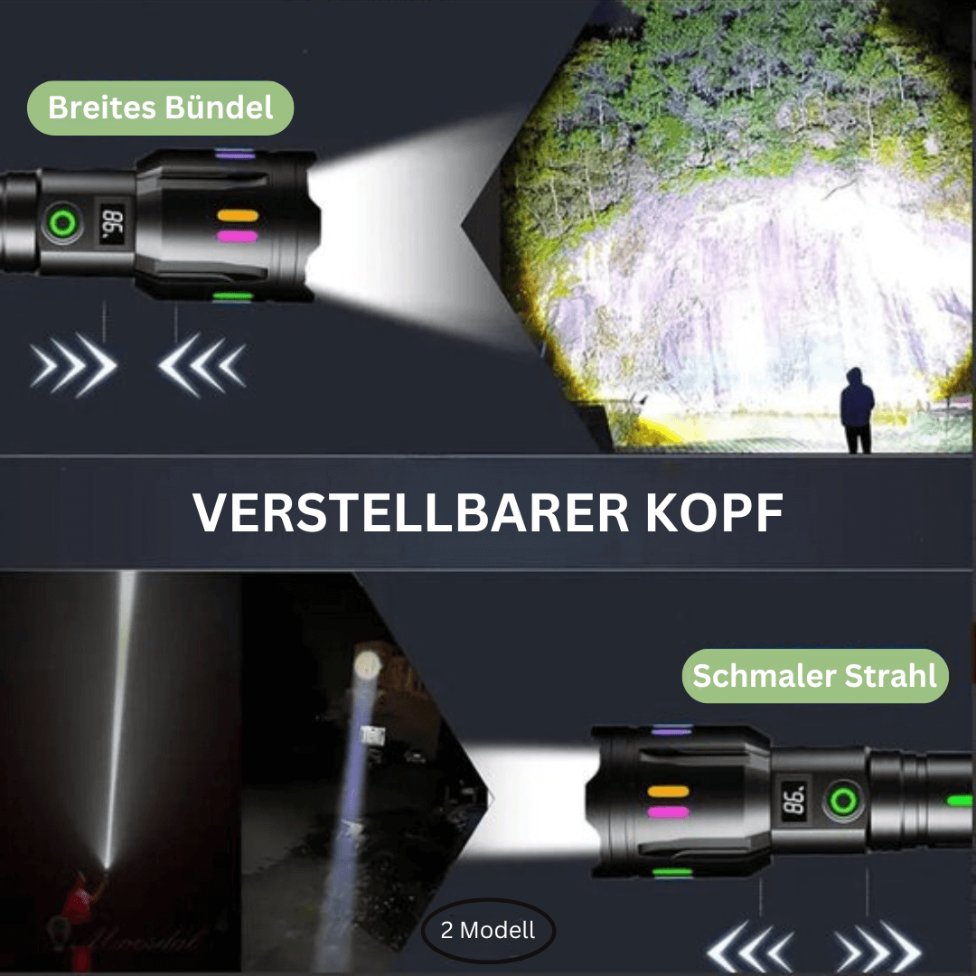 9000 Lumen LED Taschenlampe, wiederaufladbar