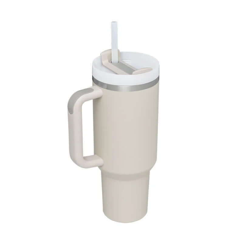 Isolierbecher mit Griff &amp; Strohhalm - Kaffeebecher &amp; Wasserflasche