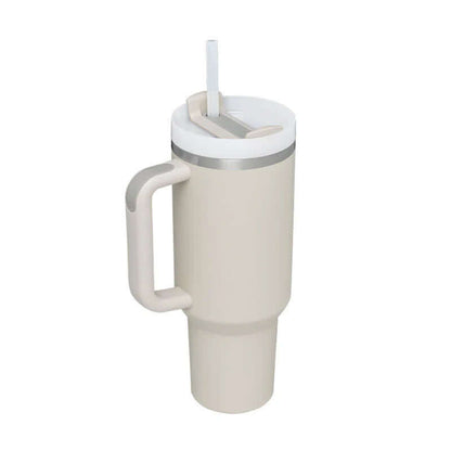 Isolierbecher mit Griff &amp; Strohhalm - Kaffeebecher &amp; Wasserflasche