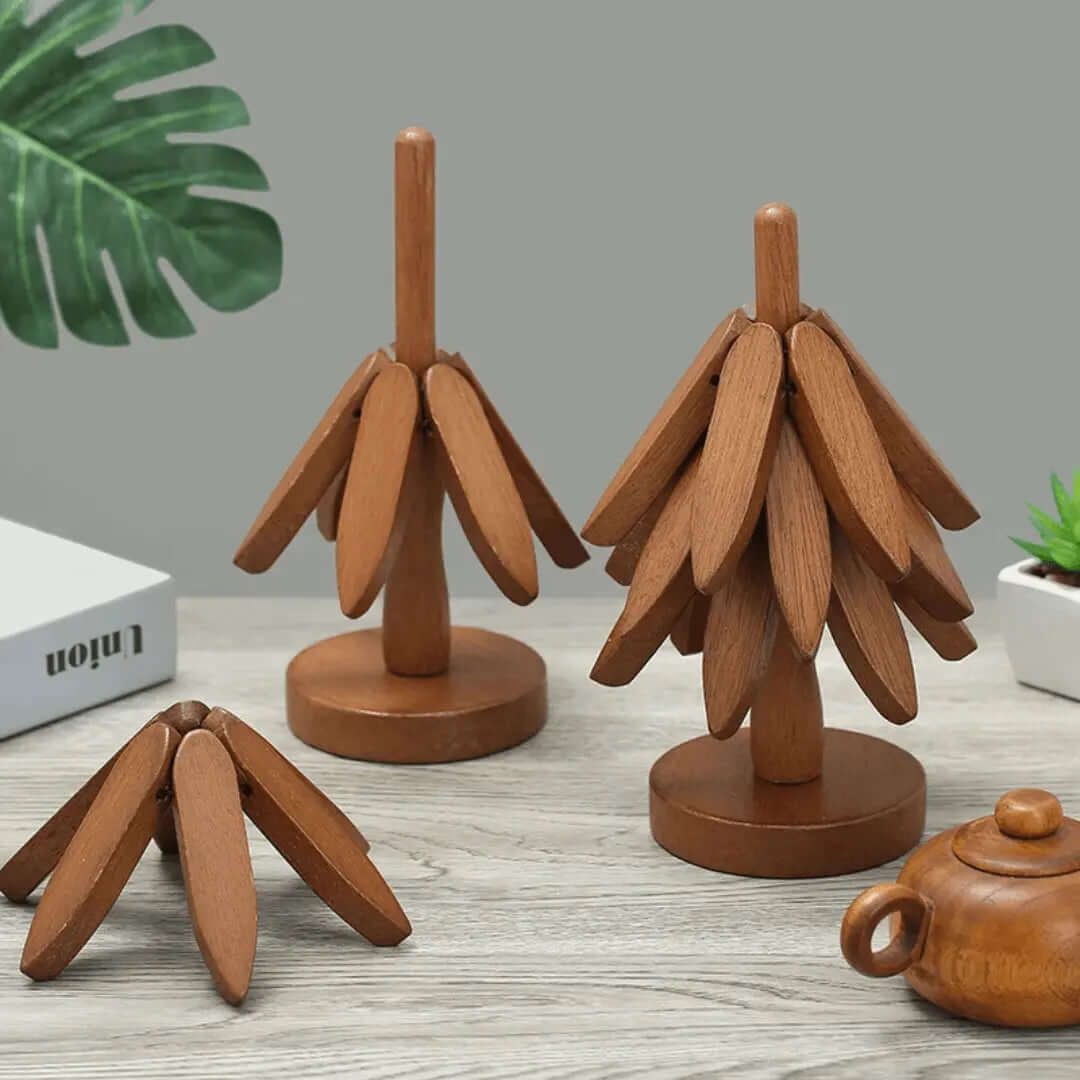 Holzuntersetzer Set - Baum Design - Hitzebeständig