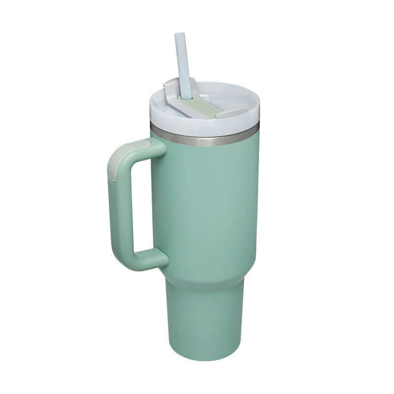 Isolierbecher mit Griff &amp; Strohhalm - Kaffeebecher &amp; Wasserflasche