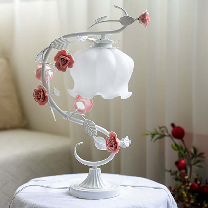 Romantische Rosenlampe Tischleuchte 23cm