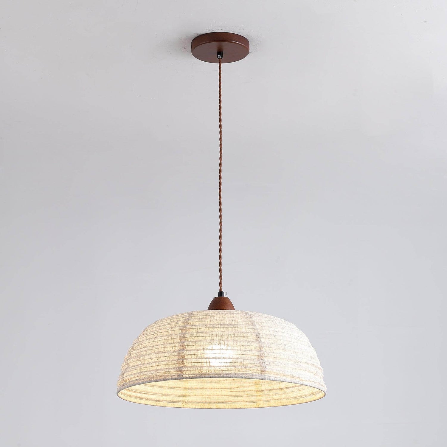 Holz &amp; Stoff Hängeleuchte