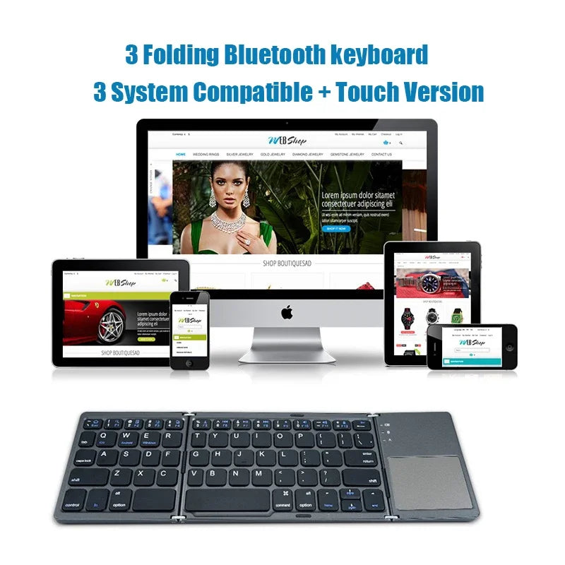 Kabelloses Klapp-Keyboard Bluetooth-Tastatur mit Touchpad für Windows, Android, iOS, Telefon, Multifunktions-Tasten Mini-Tastatur