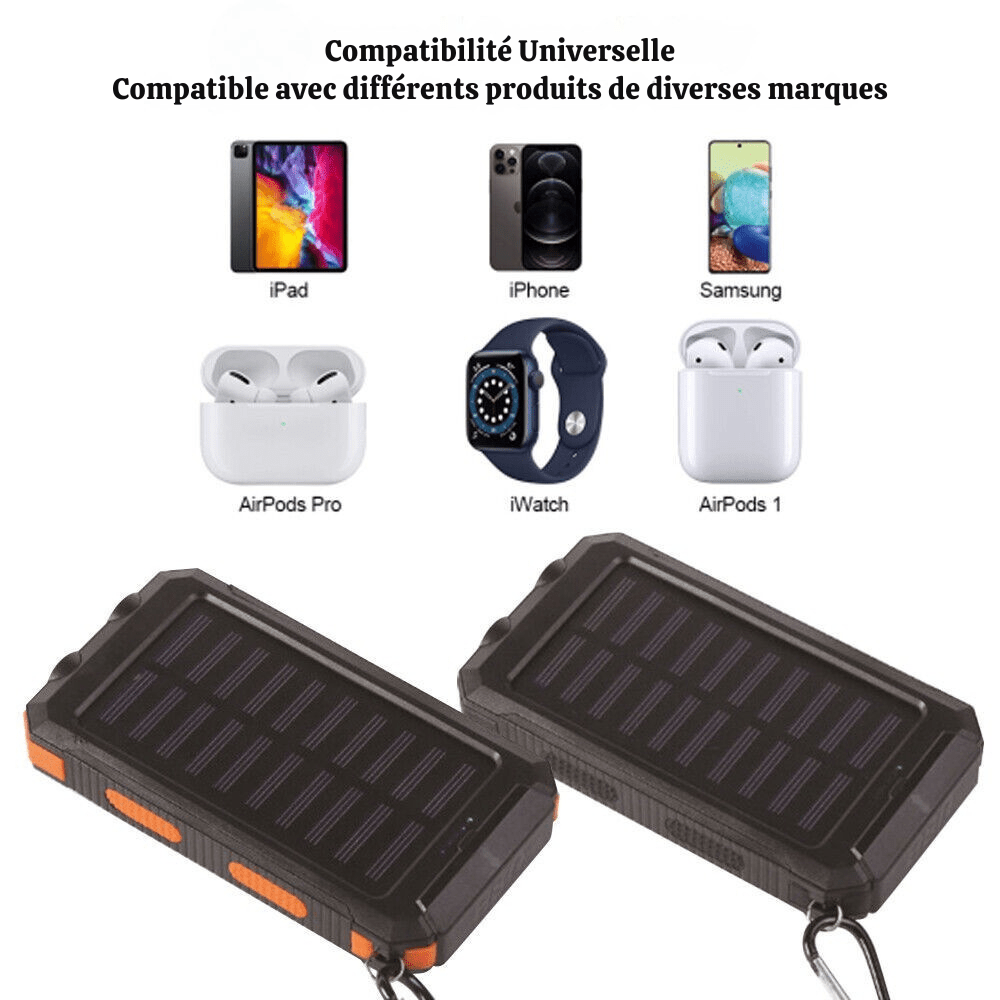 Solar Powerbank wasserdicht stoßfest 10.000 mAh - Solaraufladung