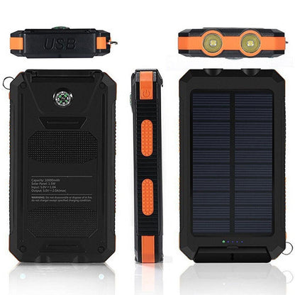 Solar Powerbank wasserdicht stoßfest 10.000 mAh - Solaraufladung