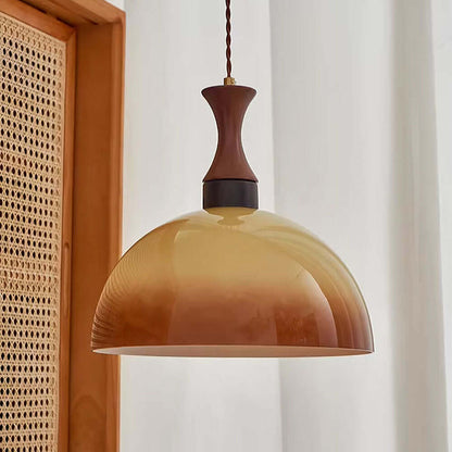 Retro Bernstein Glas Pendelleuchte 30cm