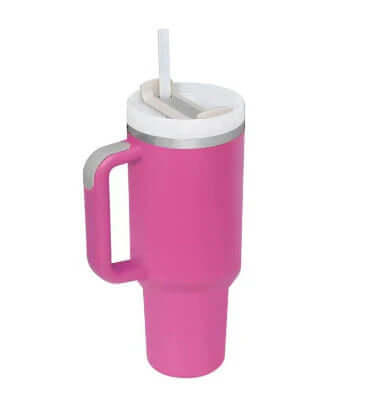 Isolierbecher mit Griff &amp; Strohhalm - Kaffeebecher &amp; Wasserflasche