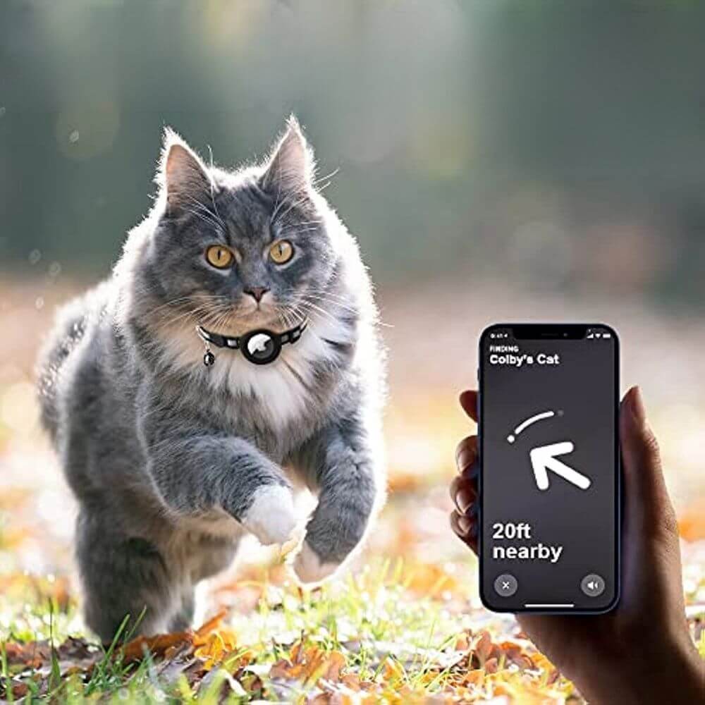 Katzenhalsband mit Sicherheitsverschluss &amp; GPS-Tracker Halterung