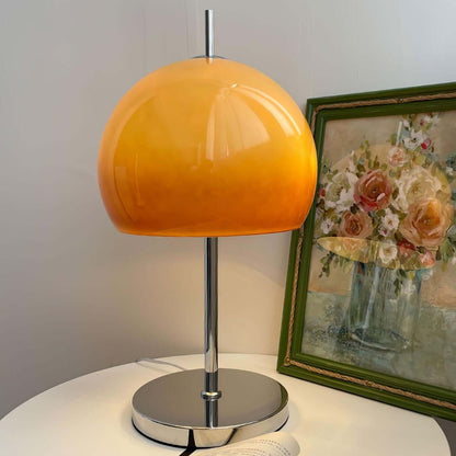 Pilz Design Tischlampe Glas Bernstein