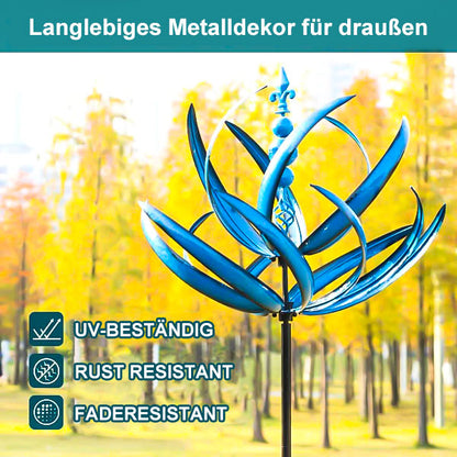 Metall Windspiel - Blau | Robustes Design für Garten